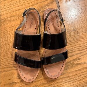 Boden Black Patent Leather Sandals